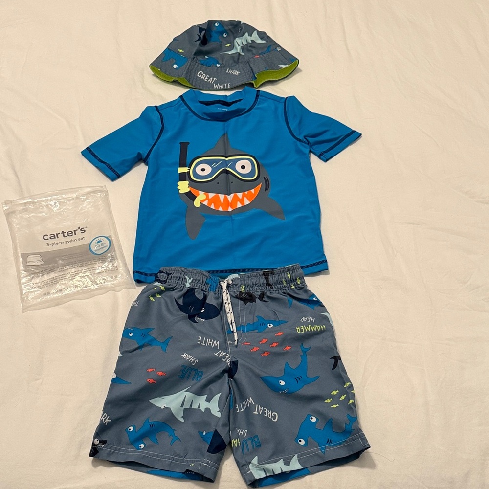 Carter's Blue Shark Rashguard Set